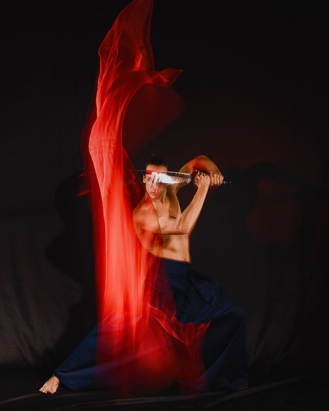 портрет, катана, самурай, бой с тенью, красный, атлет, Бой с теньюphoto preview