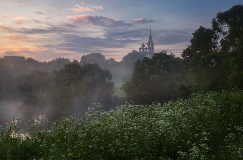 валищево, лето, подмосковье, река, храм Летний этюдphoto preview