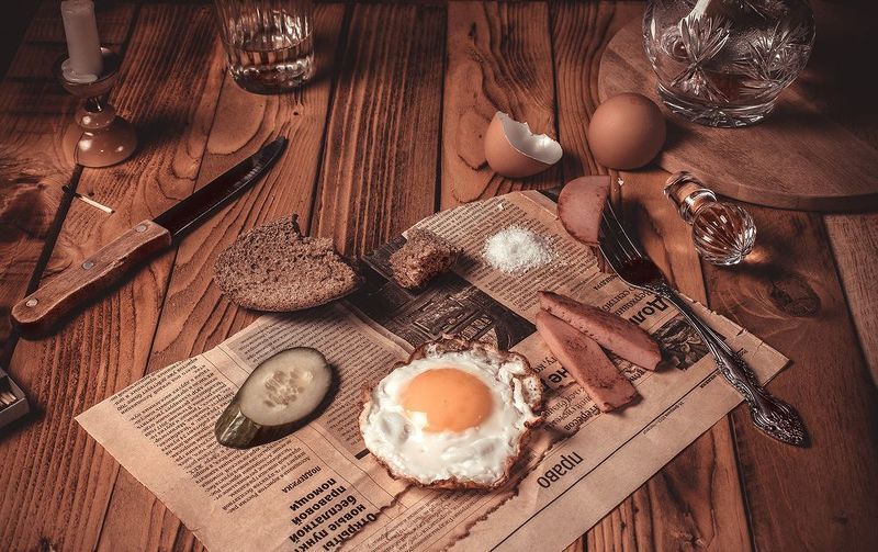 бодегон, натюрморт, концептуальное, яичница, еда Яичницаphoto preview