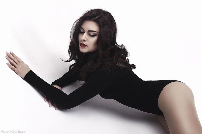 Black, Girl, Portrait, Sexy, Studio, White, Красивая девушка, Портрет девушки juliaphoto preview