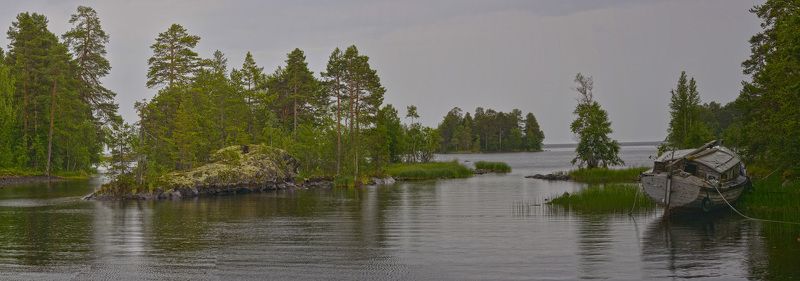 онежское озеро, шардонские острова, карелия Пасмурный вечер на Шардонахphoto preview