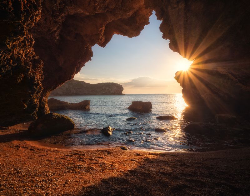 крым, море, закат, черное море, грот, пещера Гроты Черного моряphoto preview