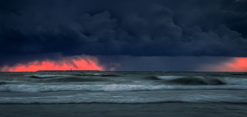 калининград, балтийское_море, шторм, закат штормитphoto preview