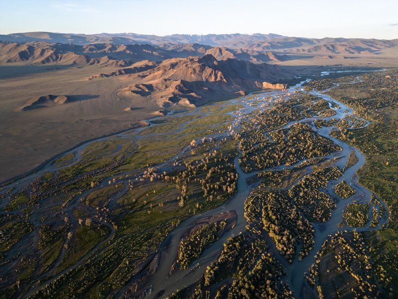 монголия, река, рассвет, горы, mongolia, river, sunrise, mountains photo preview