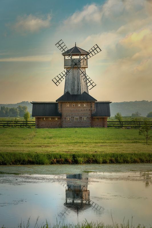 мельница, отражение, лето, пейзаж, архитектура photo preview