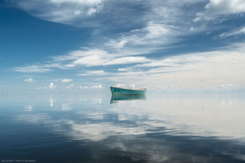 штиль, пейзаж, лодка, природа, небо, landscape, nature, boat, calm Облакаphoto preview