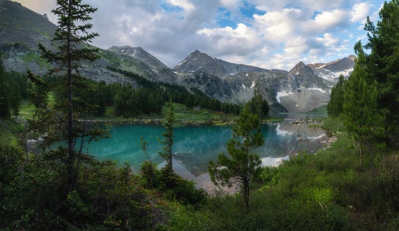 алтай, горный алтай, пейзажи алтая, усть-коксинский район, горное озеро, озера алтая, горы, озеро, крепкое, летний алтай, горная тайга Утренняя тишь на Крепкомphoto preview