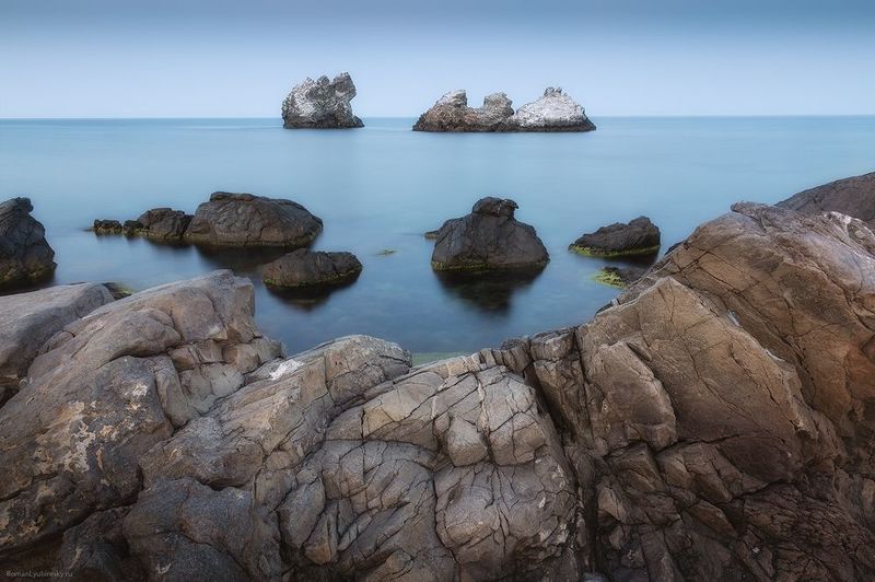 крым, море, пейзаж, утес, длинная выдержка, скалы,  Скалы \