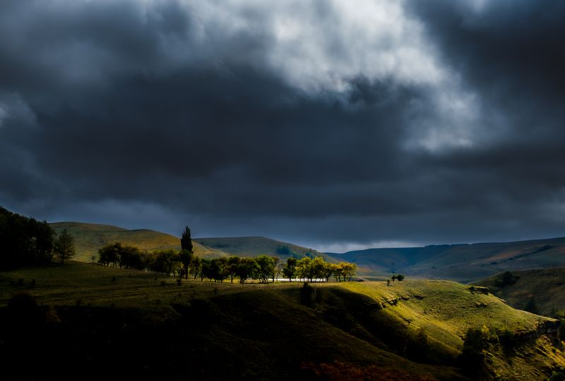 пейзаж, свет, облака, тучи, горы, луга, небо Перед грозойphoto preview