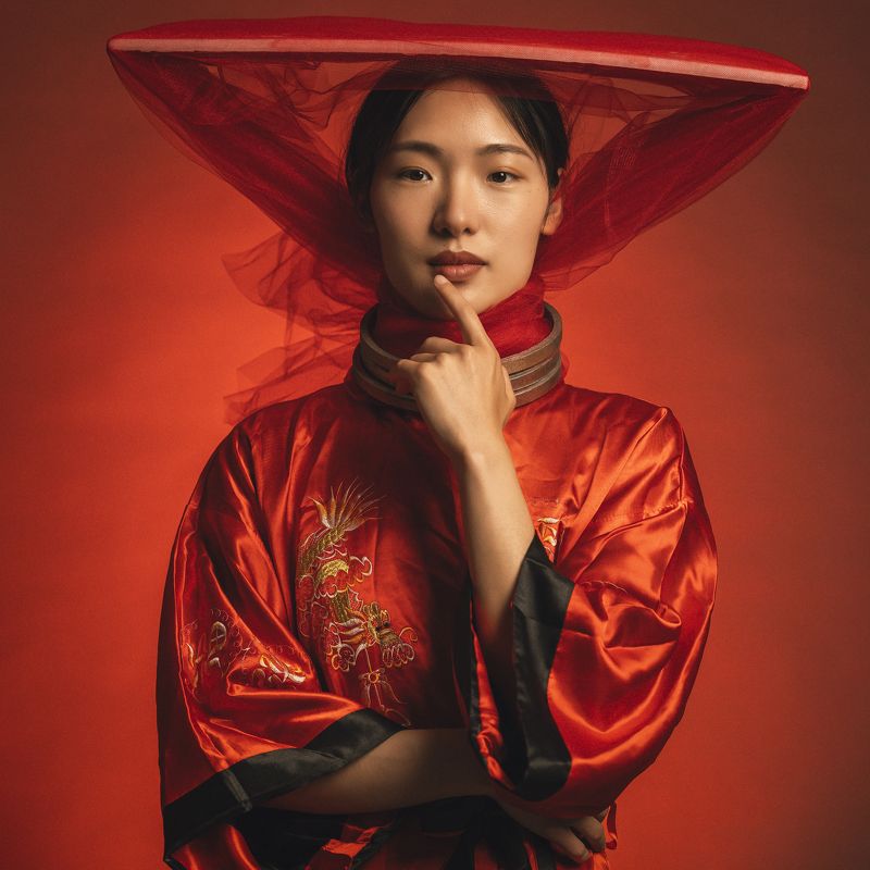 beautiful woman, beauty, chinese girl, dreaminess, dress, elegance, fashion, female, femininity, front view, hat, human face, individuality, indoors, lifestyles, looking at camera, one person, portrait, pose, studio shot, traditional clothing, young woman Hidden Depth фото превью