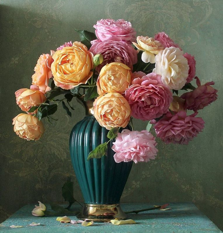 натюрморт, цветы, садовые цветы, лето, марина филатова, розы Как нежно розы расцвели фото превью