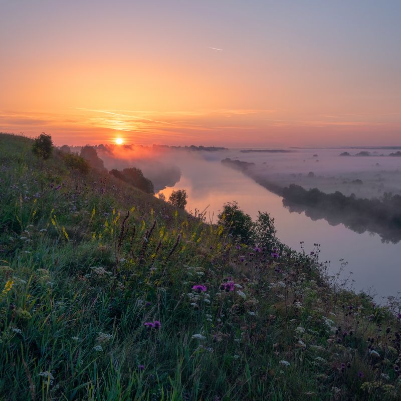 июль рассвет туман река Июльский рассветphoto preview