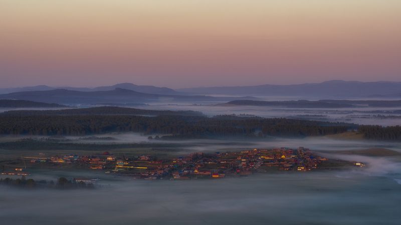 Раннее утро в деревне Калкан, Учалинский район, башкортостанphoto preview