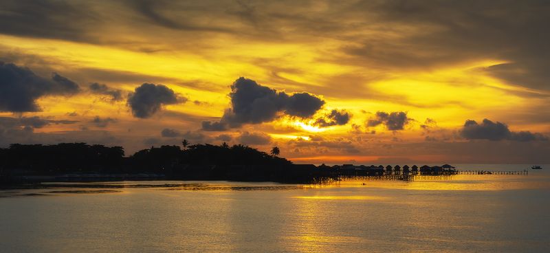 мабул, закат, острова, море, пейзаж, малайзия, закат, облака photo preview