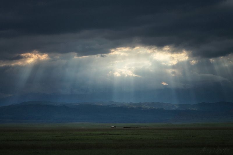 kazakhstan, landscape, light, dreamy, house, clouds, outdoor Light fallphoto preview