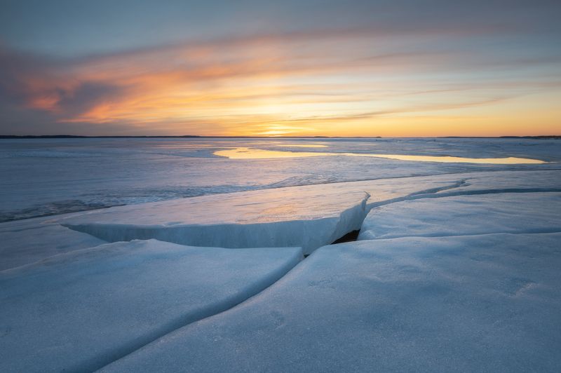 природа, закат, солнце, красота, зима, снег, лед, облака На закатеphoto preview
