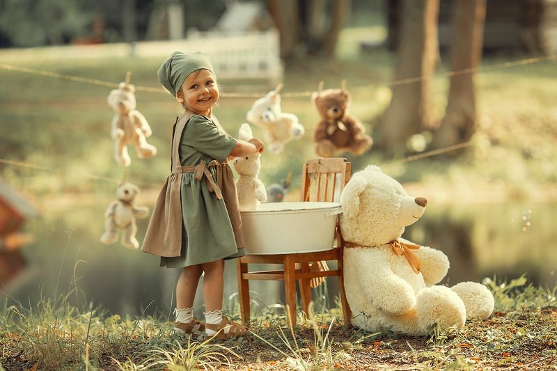 детская фотосессия, стирка, уличная фотосессия photo preview