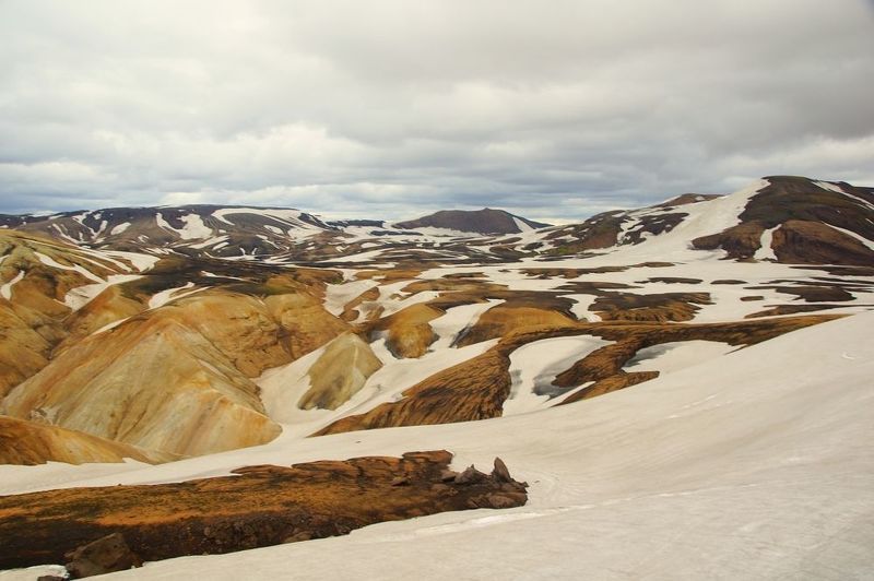 landscape, valley, mountains, snow, light, nature, hiking, terrain, color Landmannalaugarphoto preview