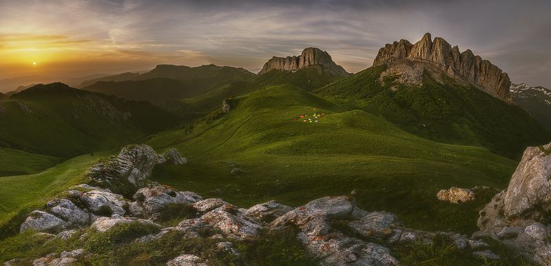 ачешбок, гора, рассвет, солнце, скалы, кавказ, тхач photo preview