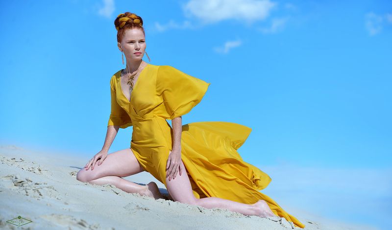 fashion, girl, beauty, девушка, природа, песок, красота, мода noon Green Eyephoto preview