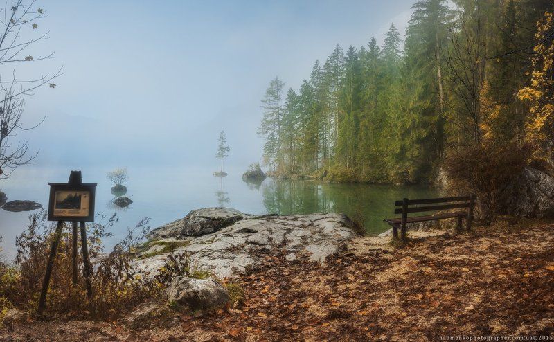 германия,панорама,рамзау,хинтерзее,озеро,горы,осень,лес,sony,hintersee Германия. Рамзау. Утро на озере Hintersee.photo preview