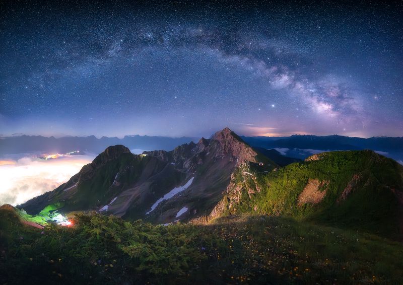 астро, горы, пейзаж, ночь, звезды, красная поляна, сочи, кавказ Наша маленькая вселеннаяphoto preview