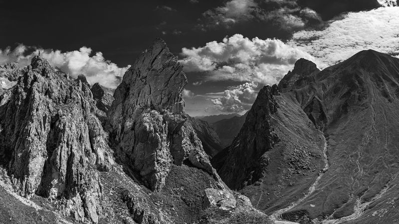 #mountains #panorama #blackandwhite #bw #landscape #nature #moody Harsh Mountainsphoto preview