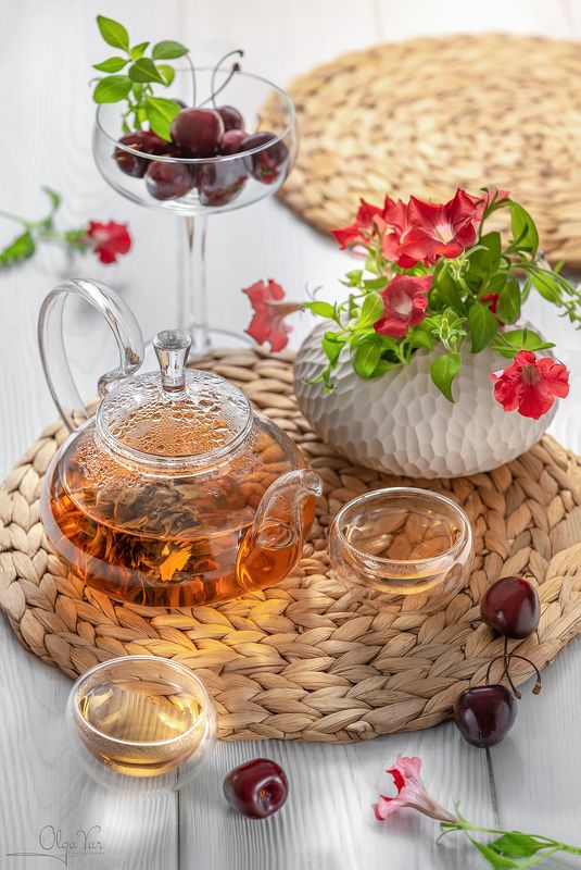 чай, утро, цветы, лето Утроphoto preview