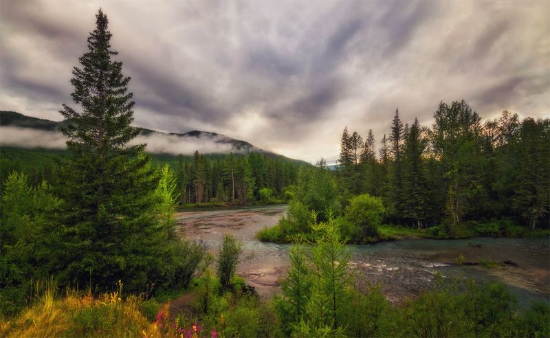 горный алтай,лето,вечер,река тюнь,джазатор,слияние После вечерней грозы...photo preview