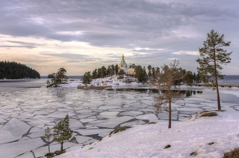 остров, озеро, ладога, валаам, вечер Первый лёд.photo preview