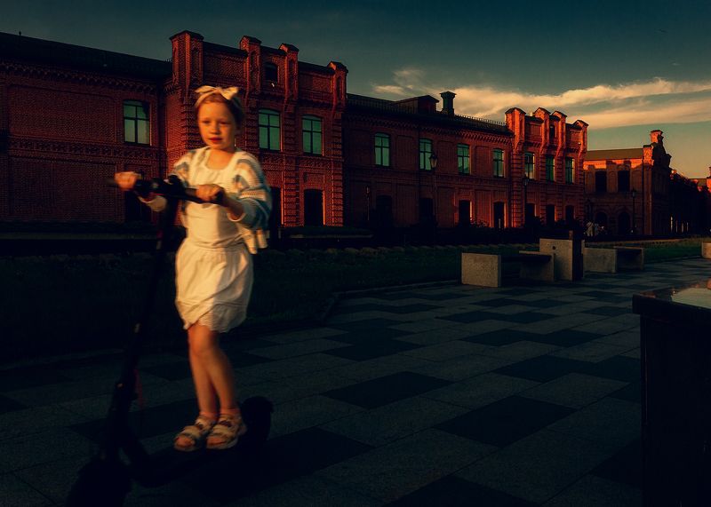 вечер, закат, девочка ***photo preview