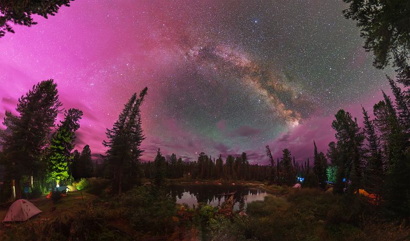 астрофото, астрофотография, ночь, астрономия, астропейзаж, сибирь, тайга, ергаки, северное сияние, northen lights Northern lights in Southern Siberiaphoto preview