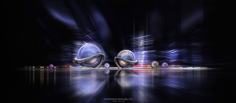 концепция, ночной город, фантастика, будущее, отражение, ночь, архитектура, свет, структура Структуры скользящего светаphoto preview