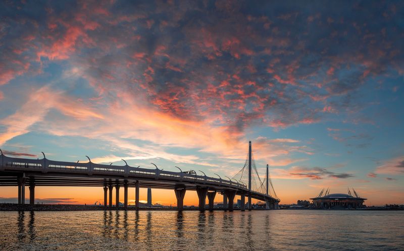 Санкт-Петербург, Питер, Финский залив, Зенит арена закат на Финском заливеphoto preview