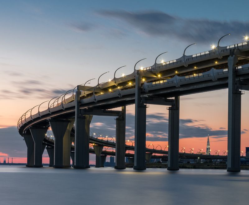 лахта, зсд, финский залив, санкт-петербург, питер, спб, мост, лахта центр, петербург, канонерский остров, канонерка ЗСД и Лахта на закатеphoto preview
