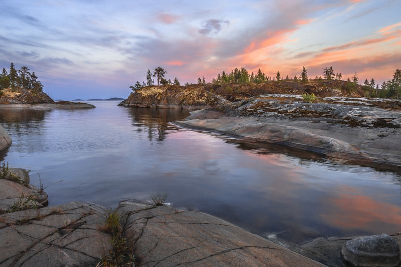 Карелия, Ладога, Ладожское озеро, Ладожские шхеры Закат на Ладожских шхерахphoto preview