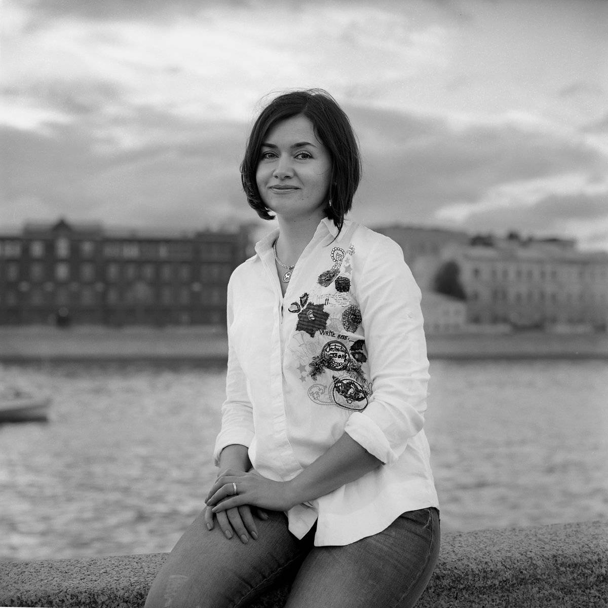 "Портрет". Автор: Александр Резников 6х6., Вечер., Москва-река., Портрет., Александр Резников