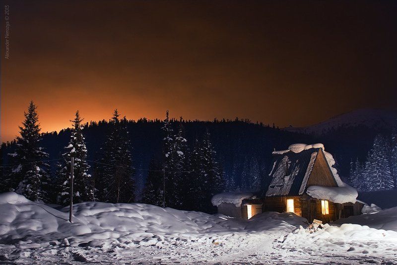 сибирь, ергаки, росиия, мороз, ночь, звезды, снег, зима Зима в горахphoto preview