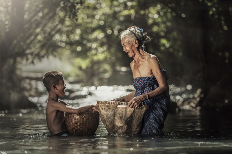 meal; fun; white; sweet; expression; granny; happiness; kids; summer; old; people; grandchildren; caucasian; female; smiling; cute; eat; elderly; aging; cherry; lifestyle; healthy; girl; care; holding; retirement; garden; woman; pensioner; great; senior;  Grandmother with grandchildrenphoto preview