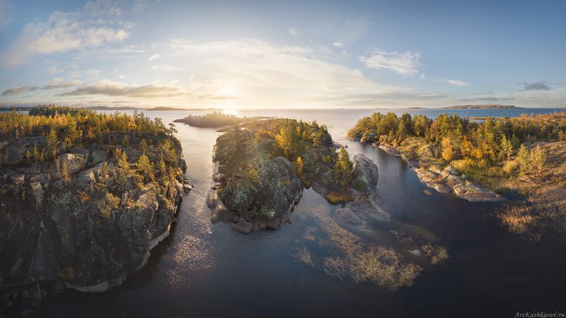 ладога, ладожские шхеры, карелия, сортавала, северное приладожье, скалистые острова, сосны, сельги, редколесье, сортавала, природа карелии, аэросъемка, панорама \