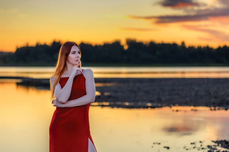 река, печора На закате фото превью