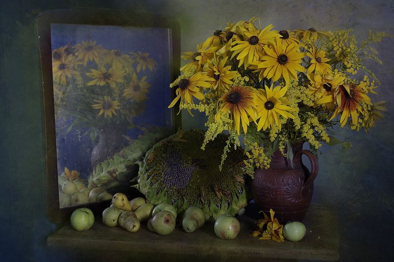 натюрморт, вера павлухина, цветы, лето, рудбекии Прохладный вечер лета.photo preview