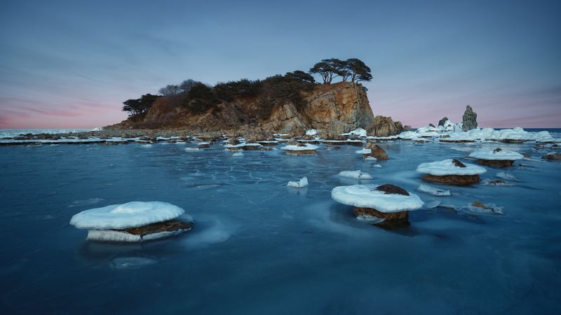 пейзаж, приморье, сумерки, зима, море, лед Грибочкиphoto preview