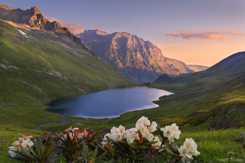 архыз, кчр, кяфар, абишира-ахуба, кавказ Рассвет на озере Кяфарphoto preview