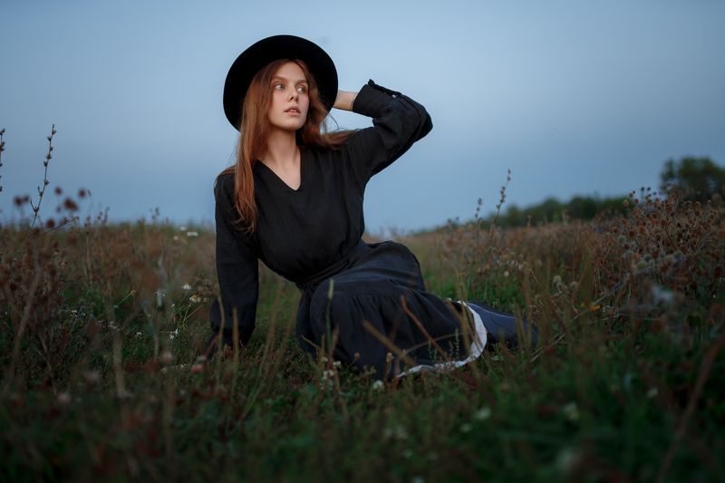 поле,закат,шляпка Кристина фото превью