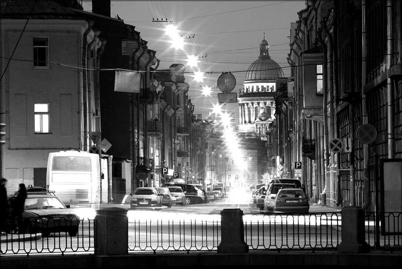 санкт-петербург, иссакиевский собор,вечер Сжатое пространствоphoto preview