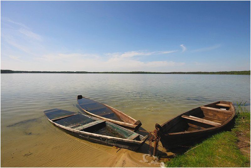 озеро, берег, лодка, шацкие, песочное Тройкаphoto preview