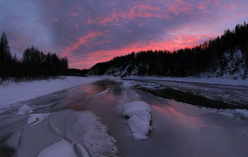 северный урал, большая сосьва, рассвет Зарождался День фото превью