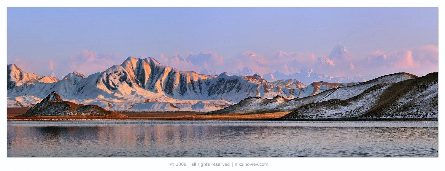 казахстан, озеро, тузколь, пейзаж, закат, хан, тенгри, тянь, шань, горы, Николай Зиновьев