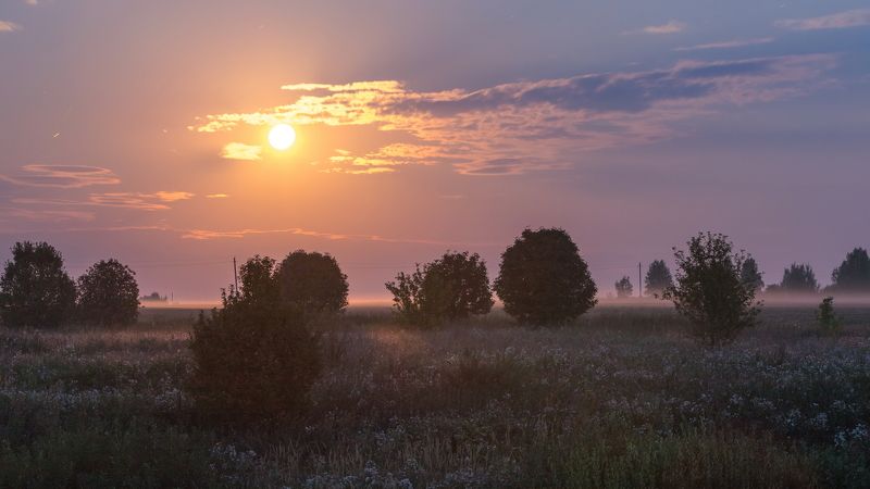 август, луна, вечер, туман, пейзаж Полная лунаphoto preview